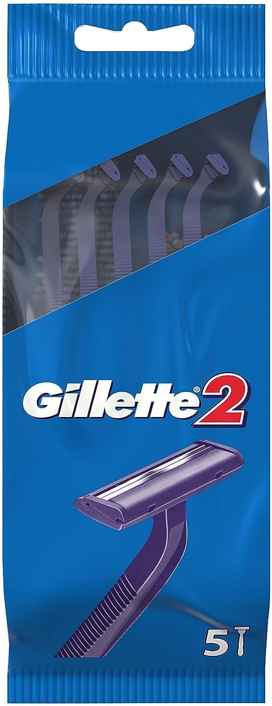Gillette 2 Men's Disposable Razor, (5 Units)